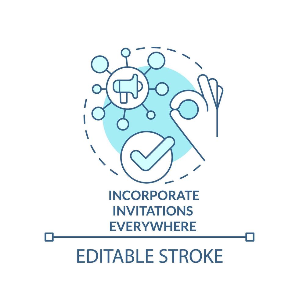 införliva inbjudningar överallt turkos begrepp ikon vektor