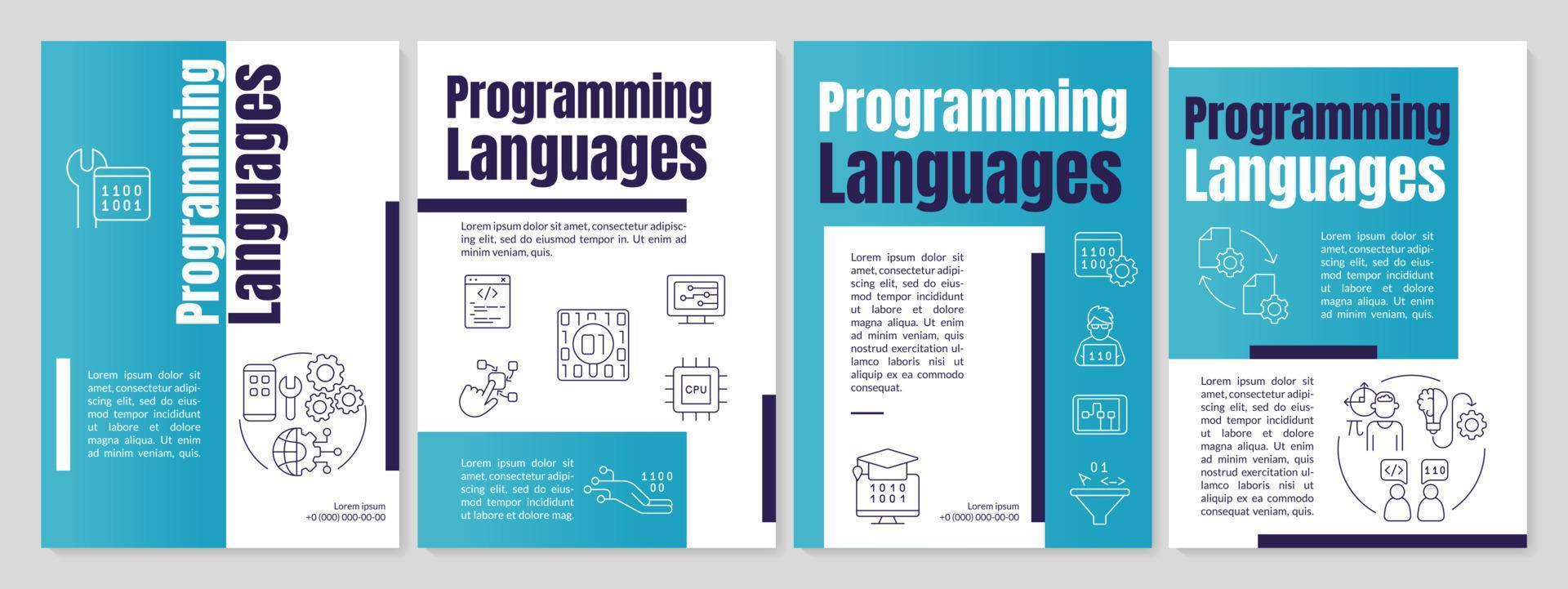 programmering språk blå broschyr mall vektor