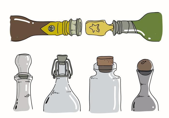 Bottle Stopper Handdragen Vector Illustration Collection