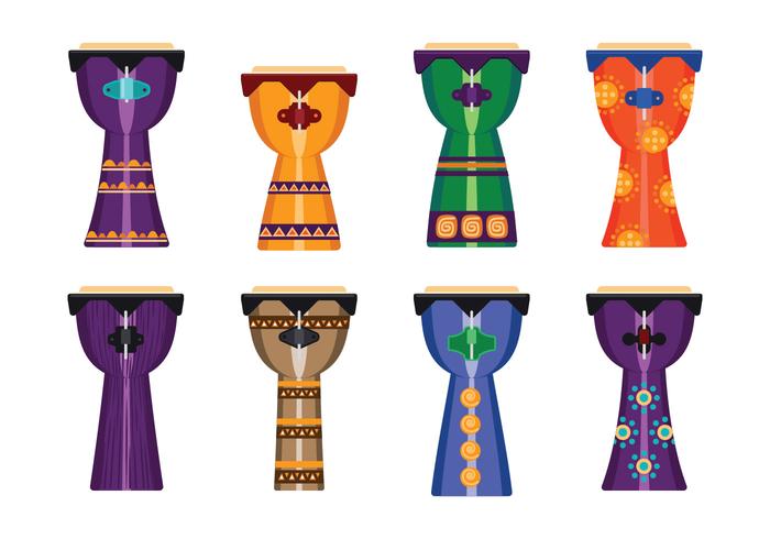 Afrikanische Djembe Trommel Musikinstrument Flache Ikone vektor
