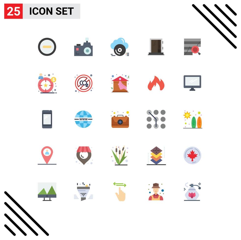 Aktienvektor-Icon-Pack mit 25 Zeilenzeichen und Symbolen für die Reparatur von Gebäude-CD-Fenstergeschäften editierbare Vektordesign-Elemente vektor