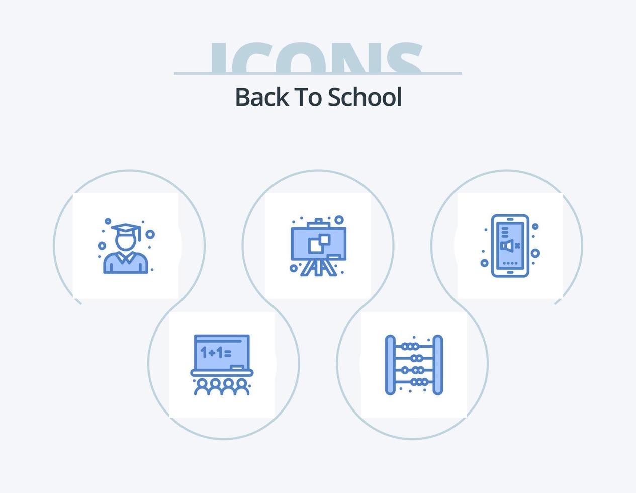 zurück zur Schule blau Icon Pack 5 Icon Design. Bildung. Schule. Mathematik. Bildung. Schule vektor