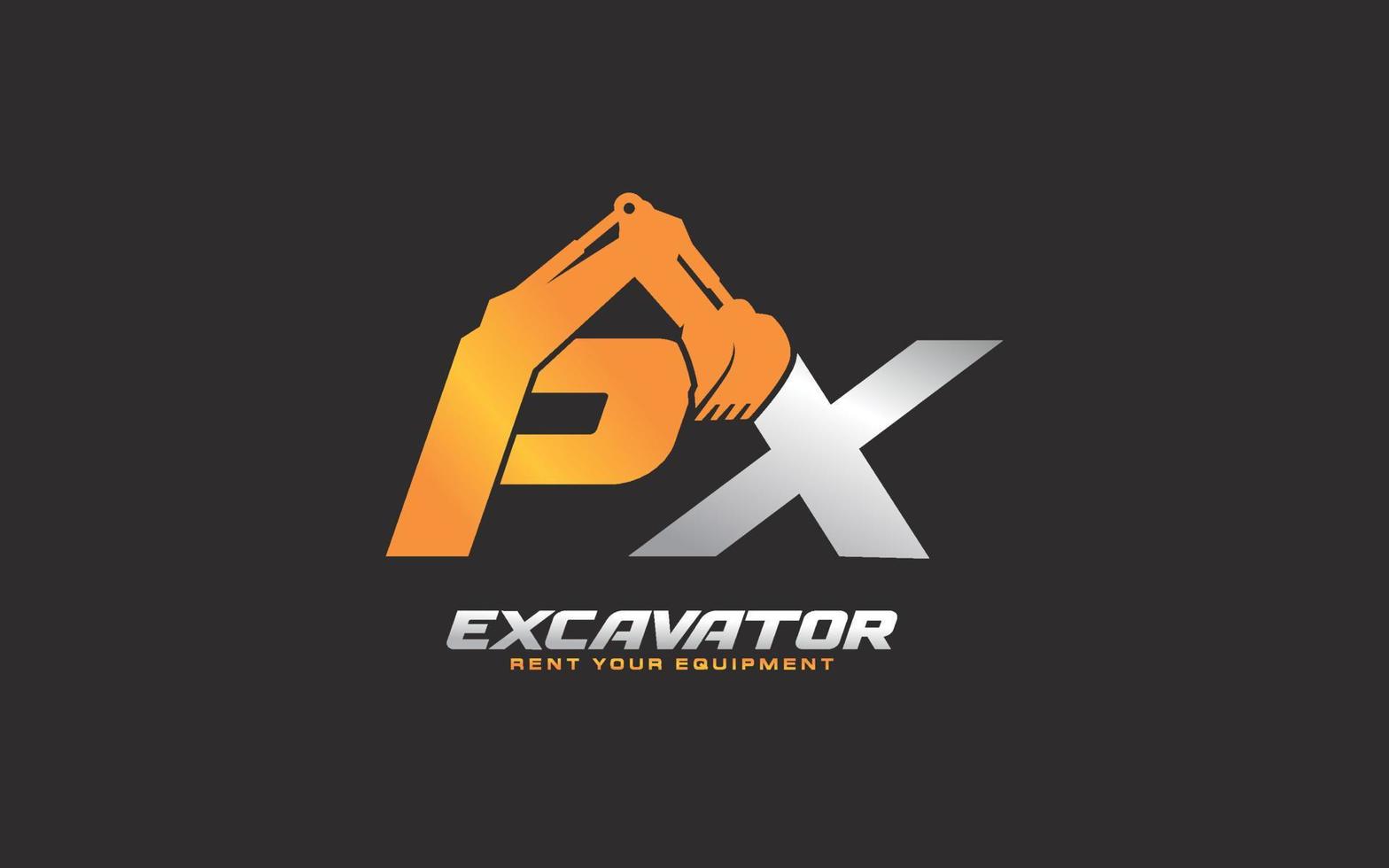 px logo bagger für bauunternehmen. Schwermaschinenschablonen-Vektorillustration für Ihre Marke. vektor