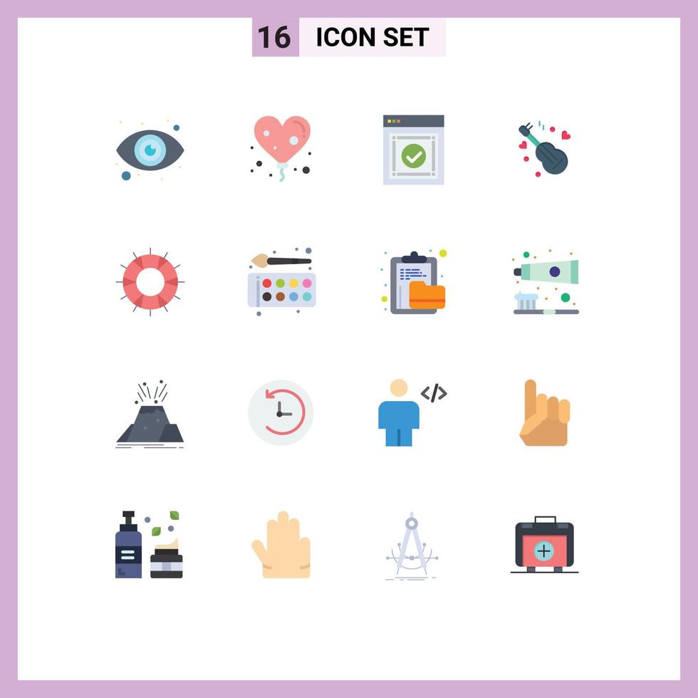 satz von 16 modernen ui-symbolen symbole zeichen für lebensretter helfen erfolg liebeslied editierbares paket kreativer vektordesignelemente vektor