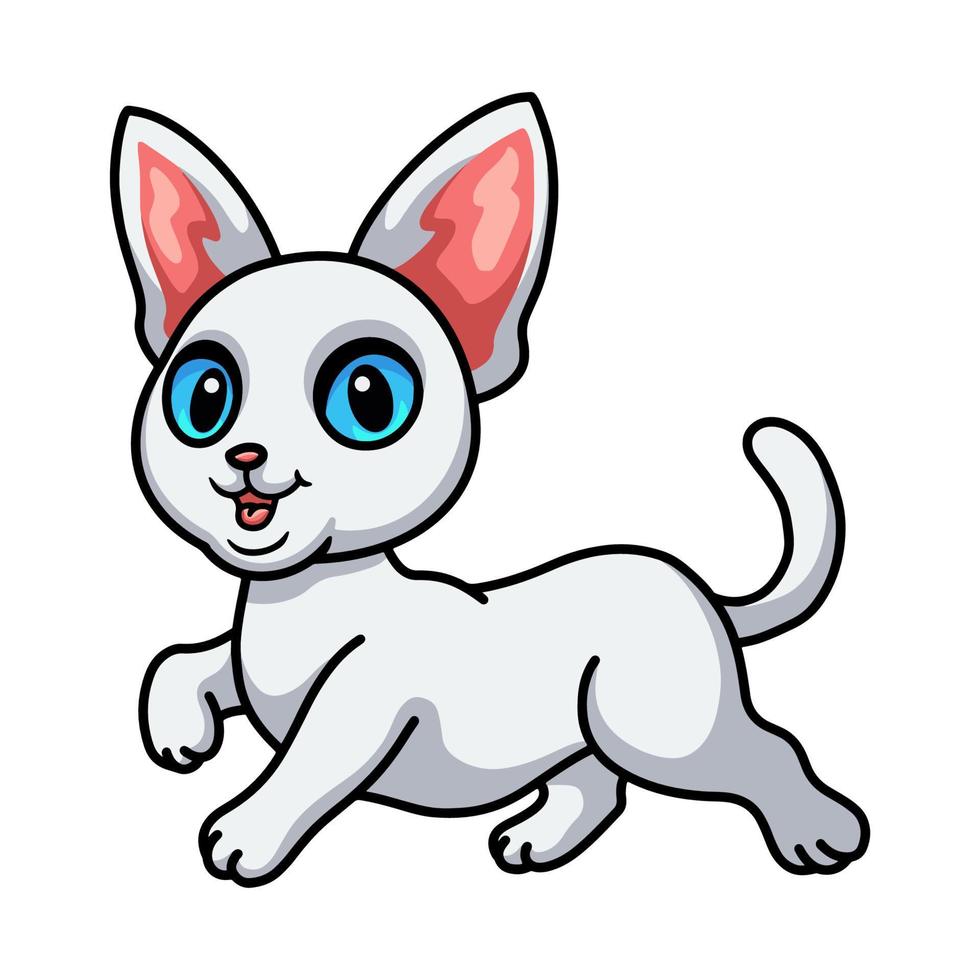 niedliches devon rex katzenkarikaturspringen vektor