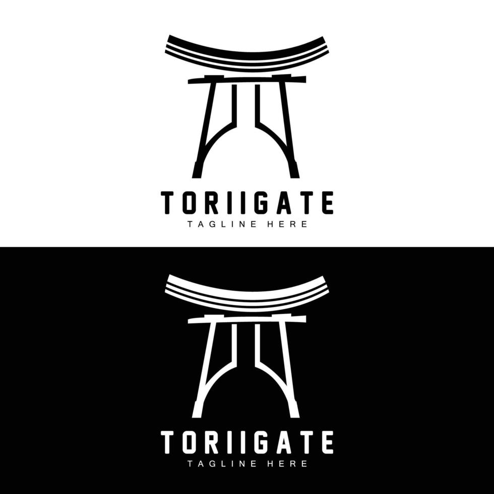 Torii-Tor-Logo, japanischer Geschichtstor-Symbolvektor, chinesische Illustration, Markenvorlage für Holzdesign-Unternehmen vektor