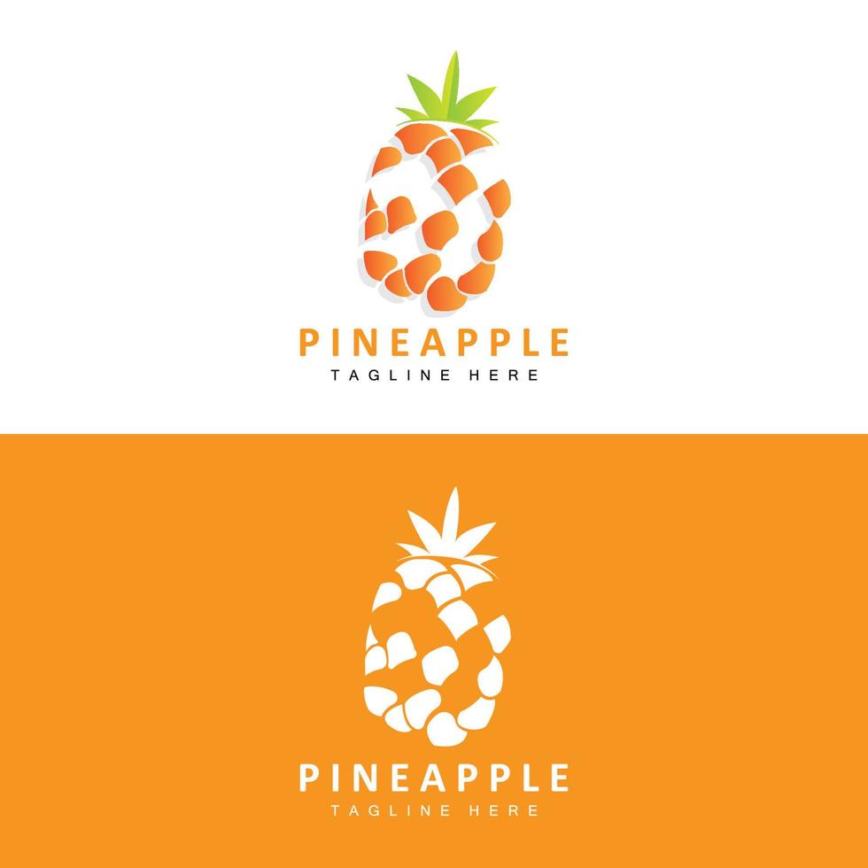 Ananas-Logo-Design, Vektor aus frischen Früchten, Plantagenillustration, Markenetikett für Fruchtprodukte