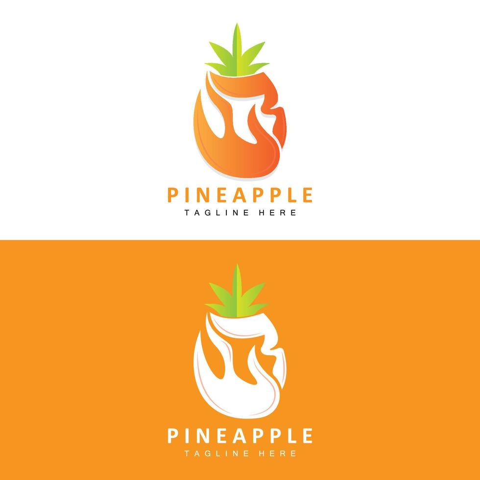 Ananas-Logo-Design, Vektor aus frischen Früchten, Plantagenillustration, Markenetikett für Fruchtprodukte