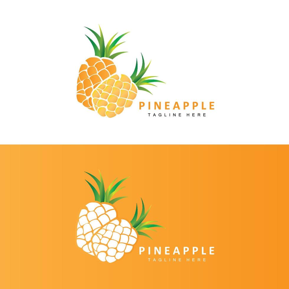 Ananas-Logo-Design, Vektor aus frischen Früchten, Plantagenillustration, Markenetikett für Fruchtprodukte