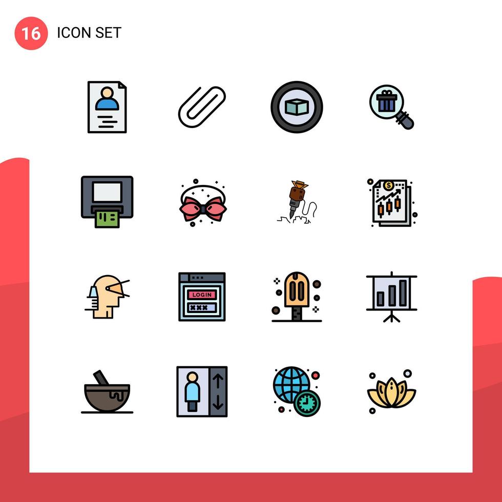 universell ikon symboler grupp av 16 modern platt Färg fylld rader av födelsedag kort kub Bankomat e-handel redigerbar kreativ vektor design element