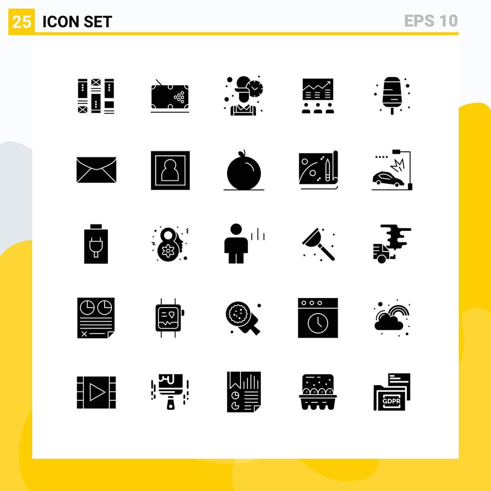 modern uppsättning av 25 fast glyfer pictograph av ansträngningar företag spela pil arbetstagare redigerbar vektor design element