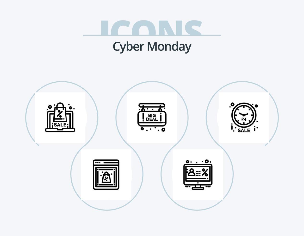 Cyber Monday Line Icon Pack 5 Icon Design. Konto. Montag. Rabatt. Cyber. Kalender vektor