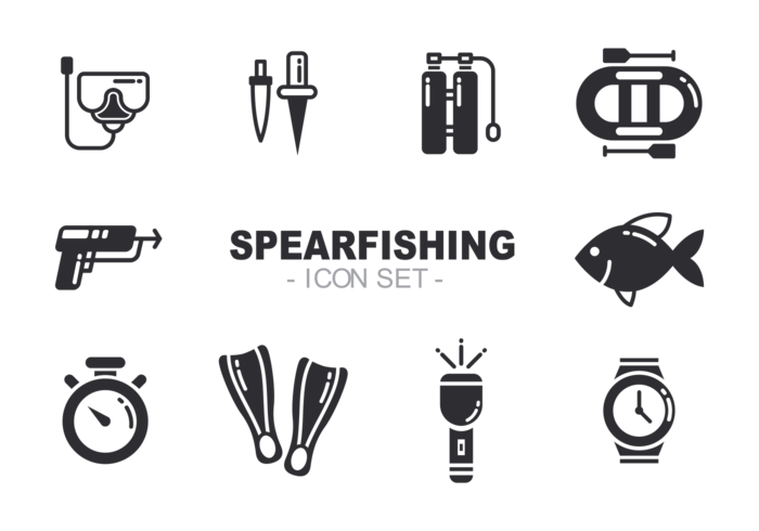 Spearfishing ikoner Vector