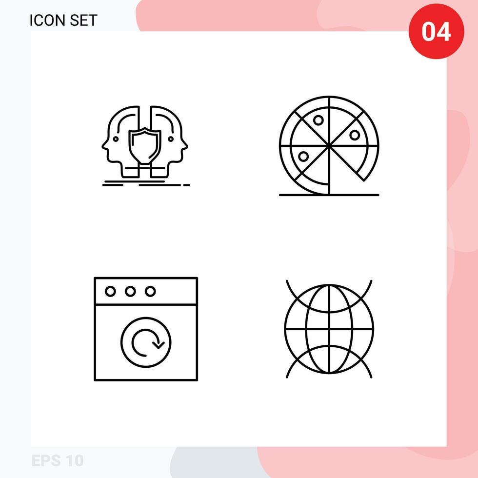 Stock Vector Icon Pack mit 4 Zeilenzeichen und Symbolen für Man Mac Identity Junk Internet editierbare Vektordesign-Elemente