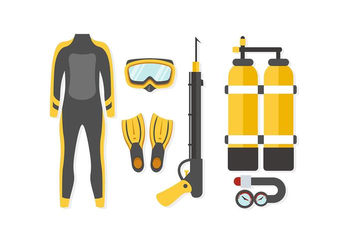 Spearfishing Utrustning Gratis Vector