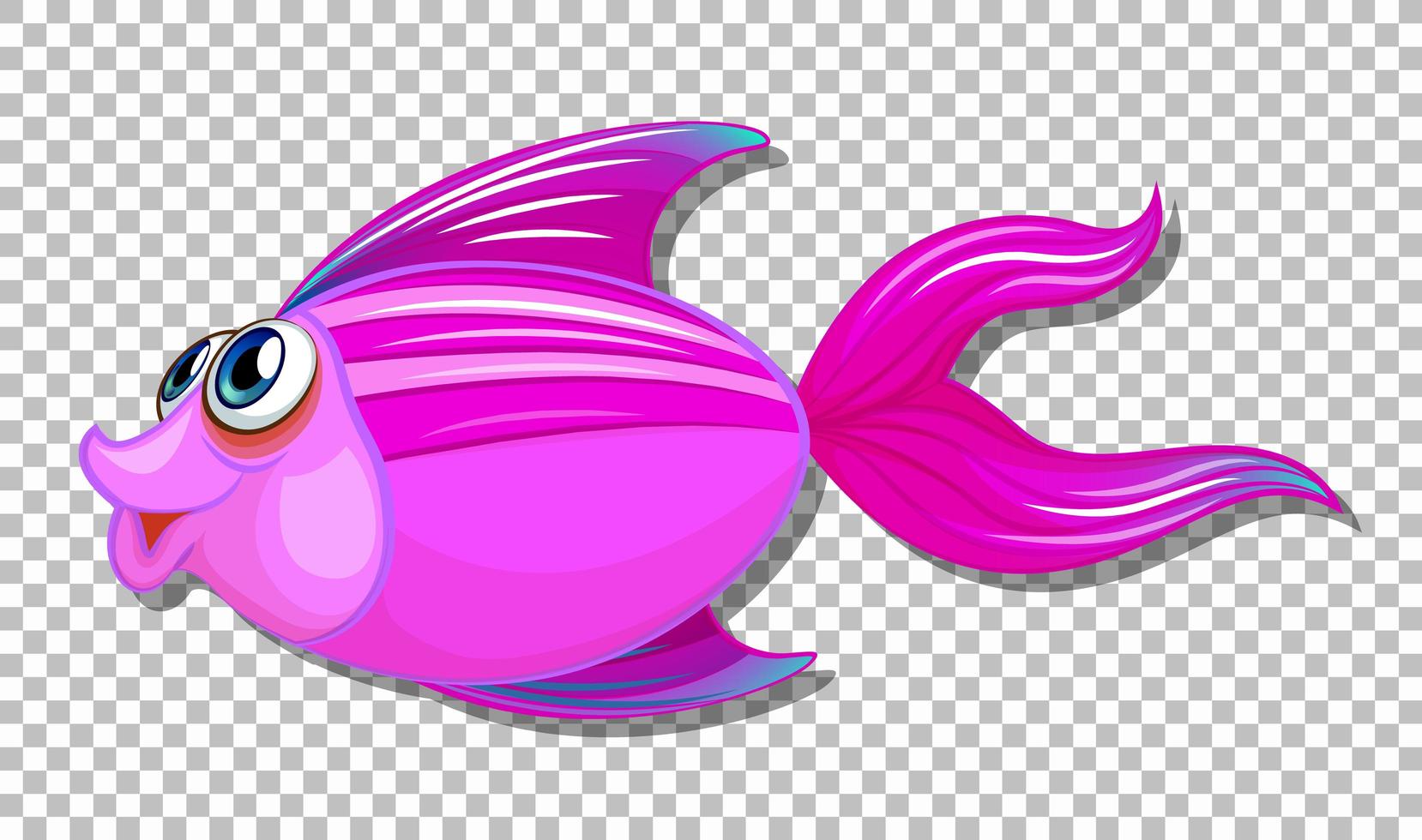 niedlicher Fisch mit Zeichentrickfigur der großen Augen auf transparentem Hintergrund vektor