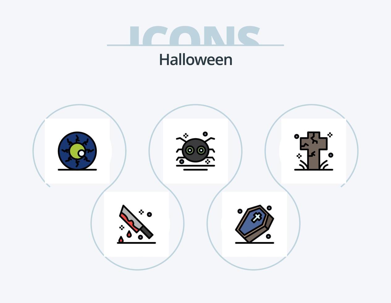 Halloween-Linie gefüllt Icon Pack 5 Icon Design. Nacht. Halloween. Punktion. Magie. Halloween vektor