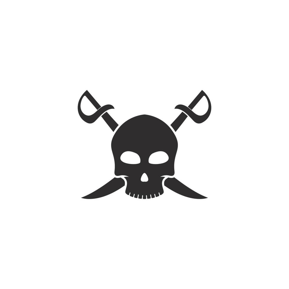 Totenkopf-Logo mit Schwertern Vektor Icon Template Illustration