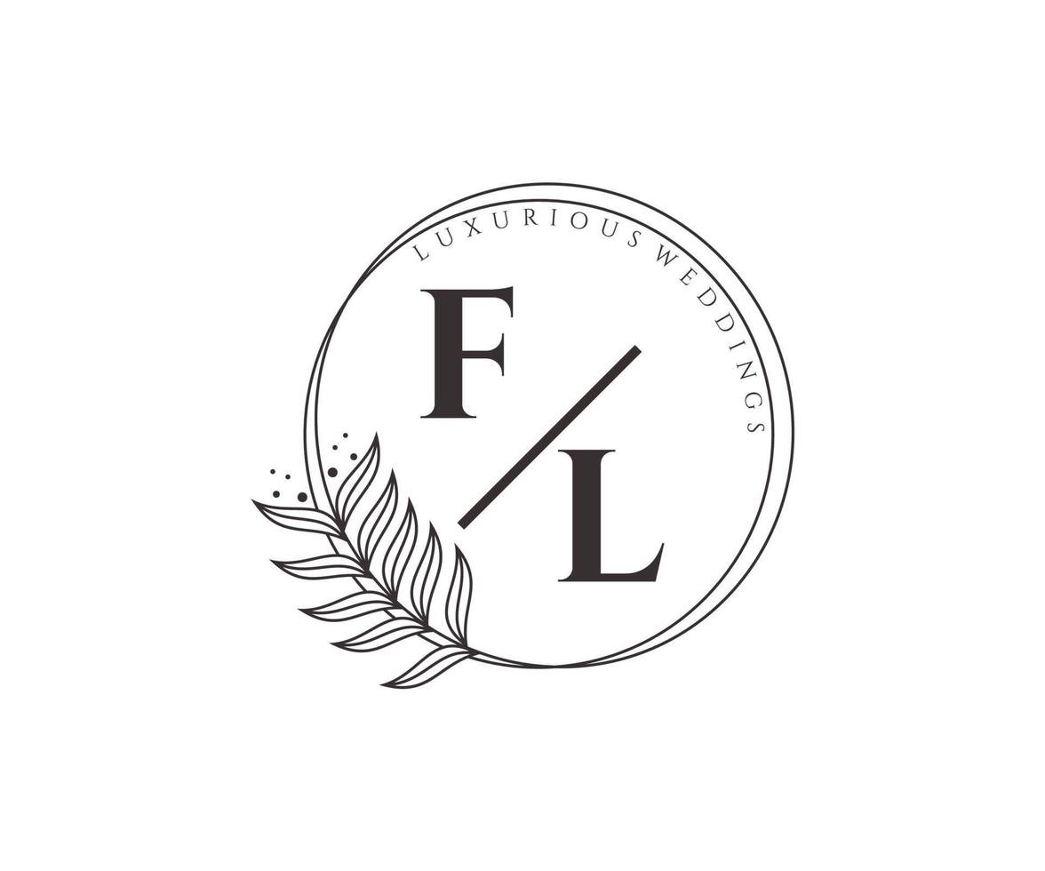 fl initialer brev bröllop monogram logotyper mall, hand dragen modern minimalistisk och blommig mallar för inbjudan kort, spara de datum, elegant identitet. vektor