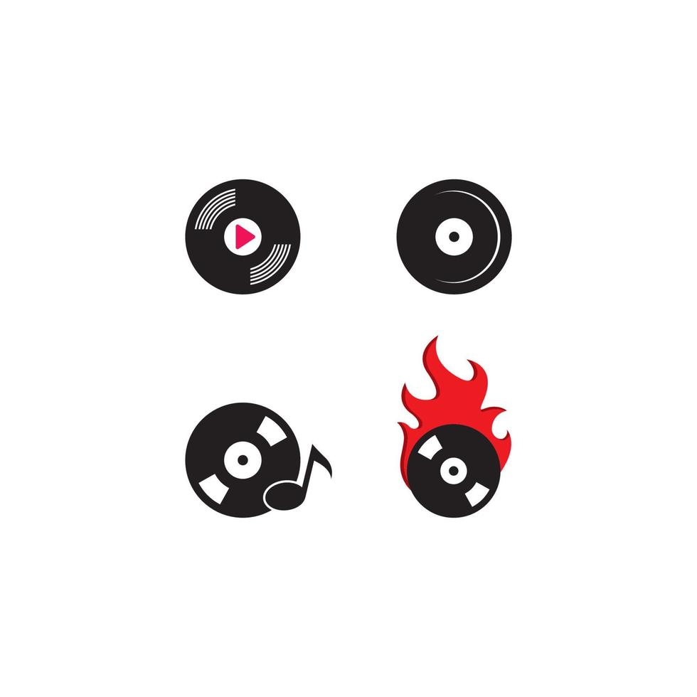 vinyl disk spela in musik logotyp vektor ikon illustration