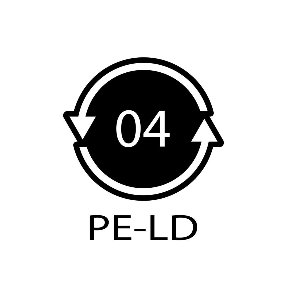 pe-ld 04 Recycling-Code-Symbol. Kunststoff-Recycling-Vektor-Polyethylen-Zeichen mit niedriger Dichte. vektor