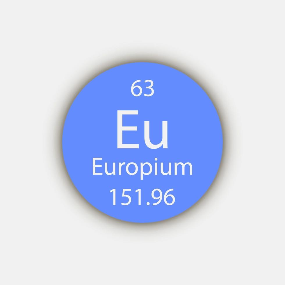 europium symbol. kemiskt element i det periodiska systemet. vektor illustration.