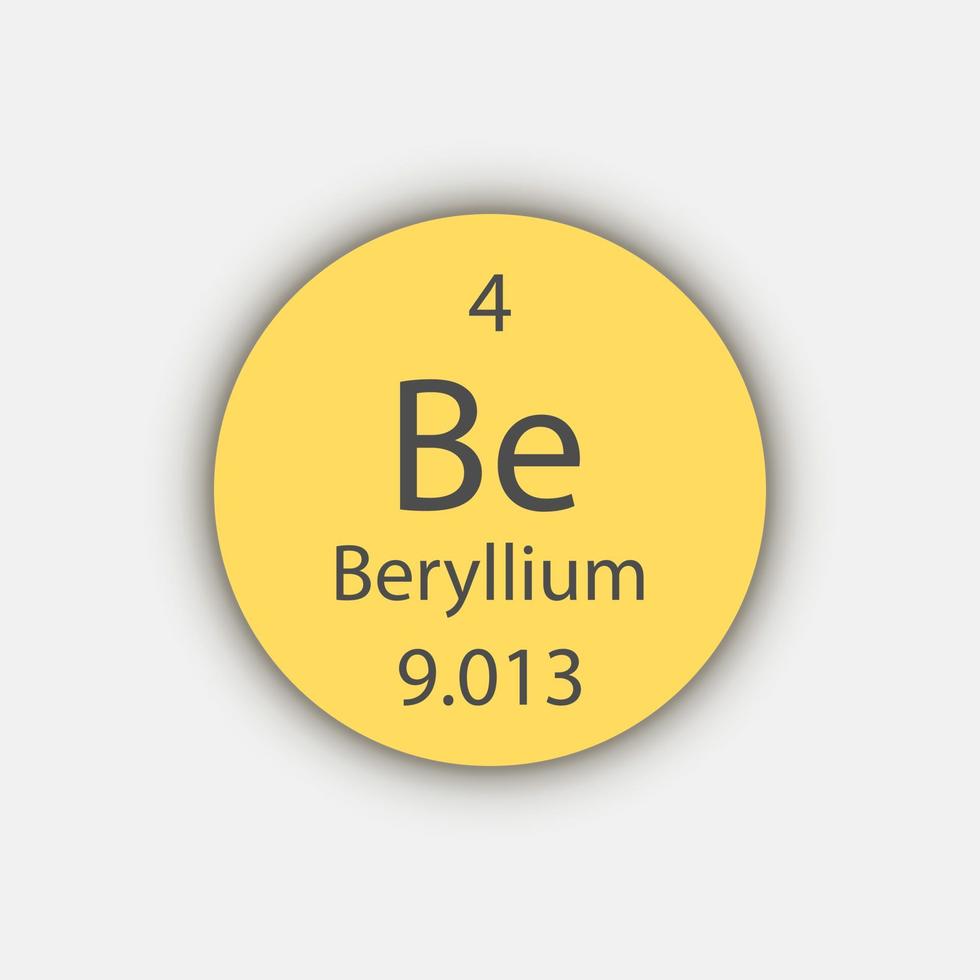 beryllium symbol. kemiskt element i det periodiska systemet. vektor illustration.