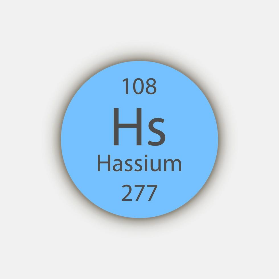 hassium symbol. kemiskt element i det periodiska systemet. vektor illustration.