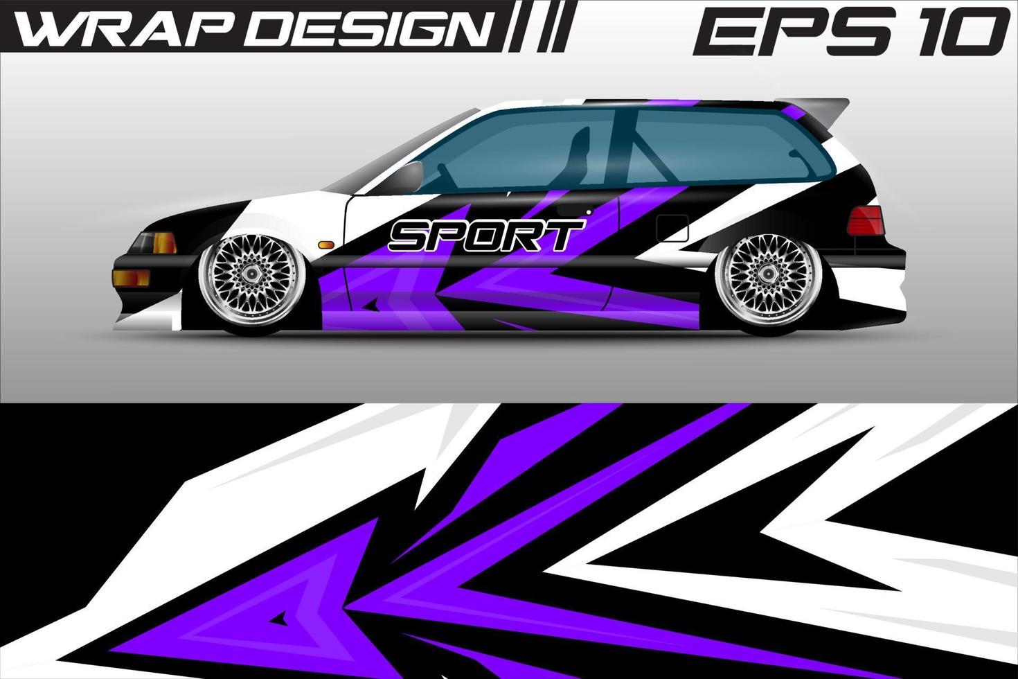 Rennwagen-Wrap-Design-Vektor. abstraktes Grunge-Grafikmotiv Rennhintergrund-Kit-Design für erstklassige Fahrzeug-, Rennwagen-, Rallye-, Abenteuer- und Vektorlackierungsverpackungen vektor