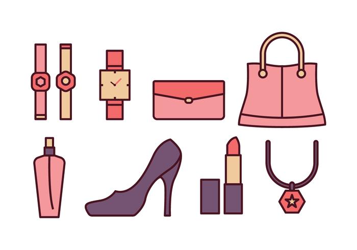 Frauen Mode Icon Set vektor