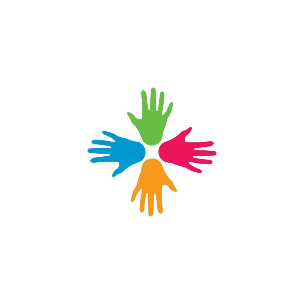 hand symbol gemenskap vård logotyp vektor illustration