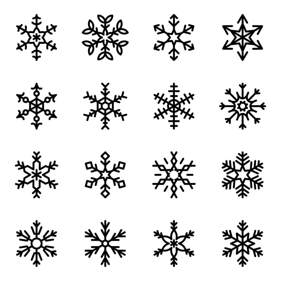 Packung mit geometrischen Flockenliniensymbolen vektor