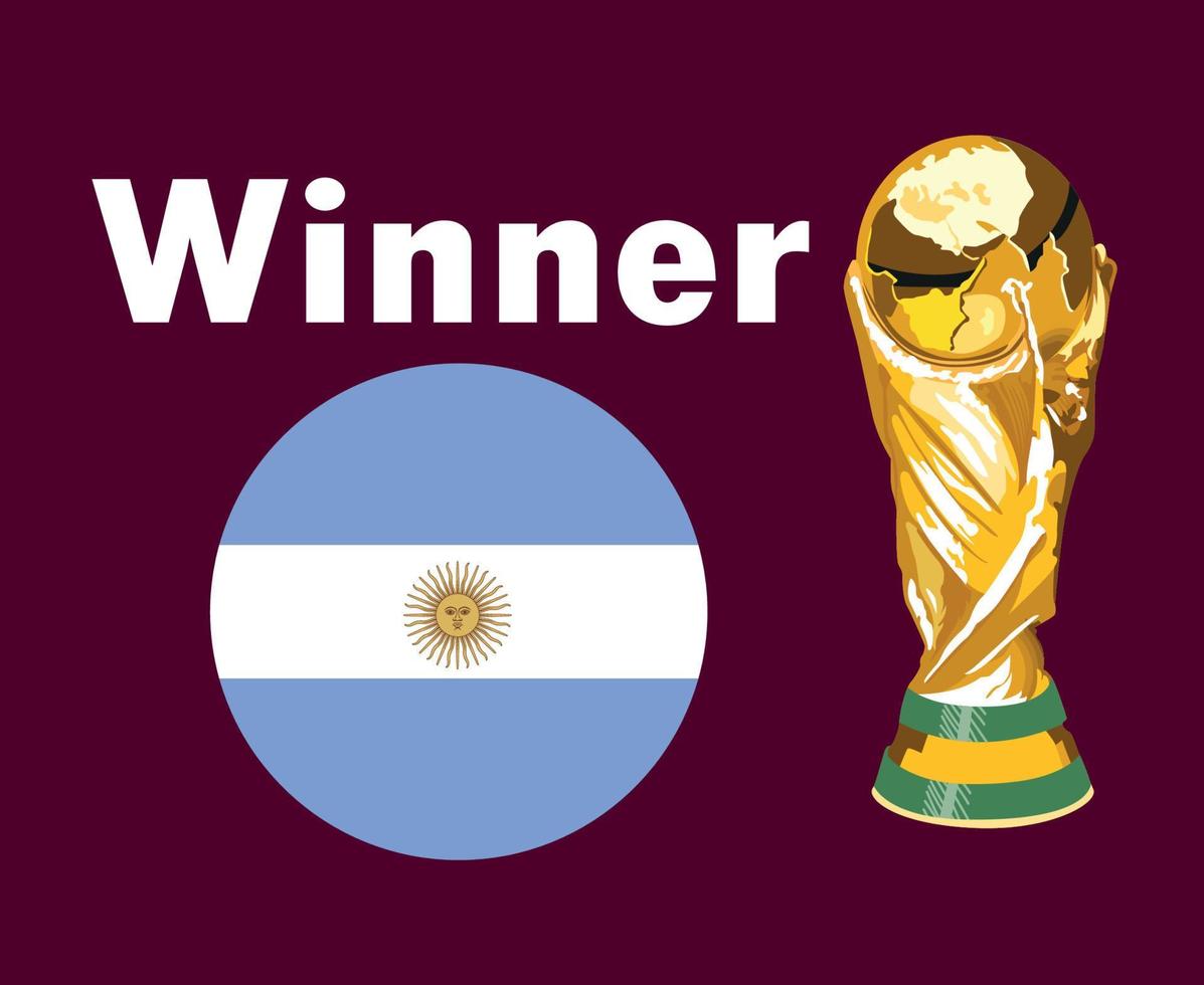 argentina flagga vinnare med trofén värld kopp slutlig fotboll symbol design latin Amerika vektor latin amerikan länder fotboll lag illustration