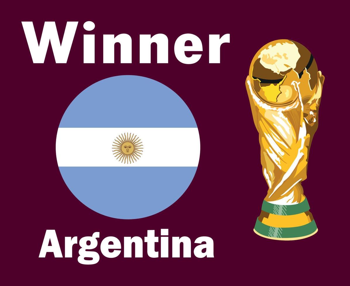 argentina flagga vinnare med namn och trofén värld kopp slutlig fotboll symbol design latin Amerika vektor latin amerikan länder fotboll lag illustration