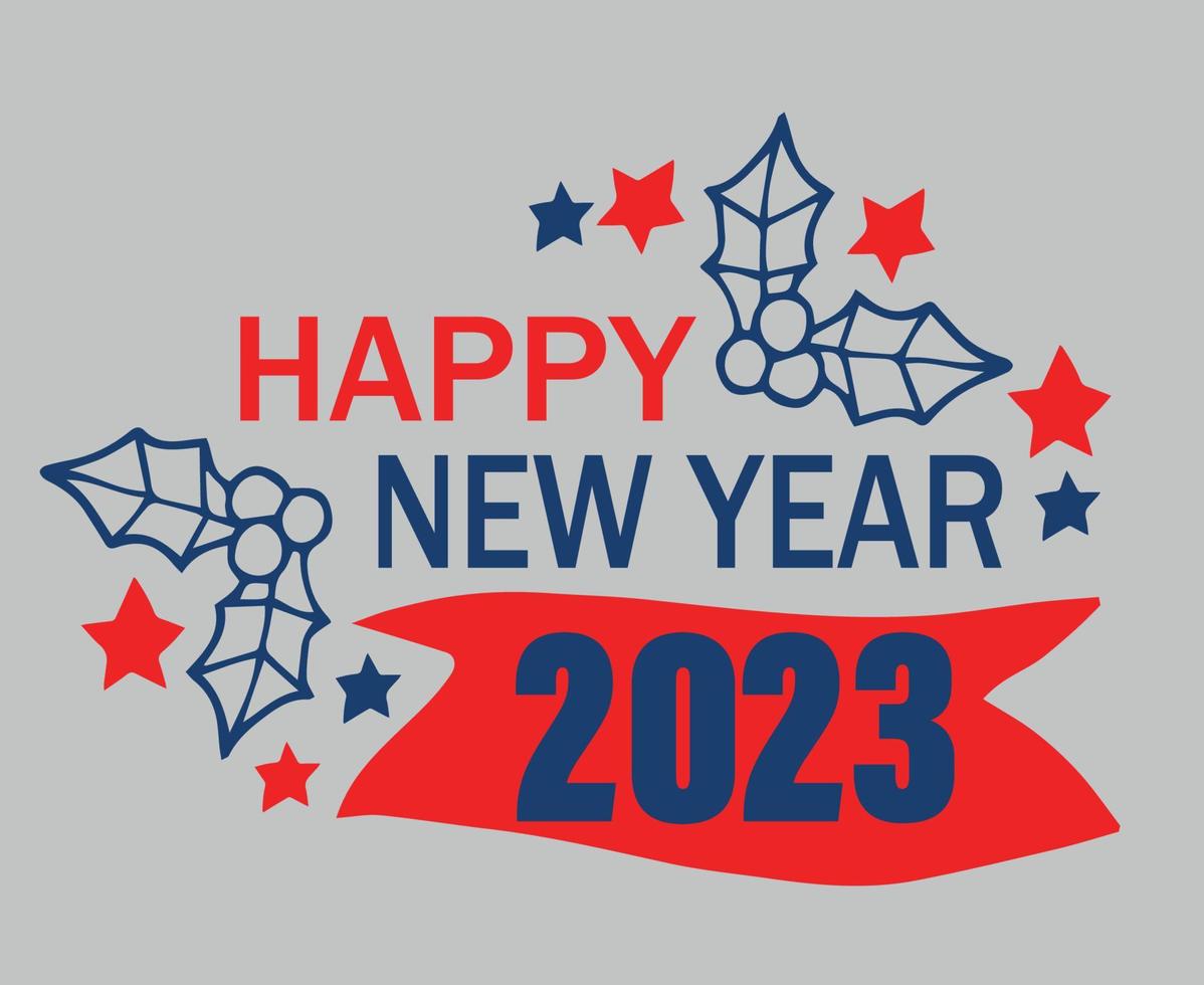 Lycklig ny år 2023 Semester abstrakt vektor illustration design blå och röd