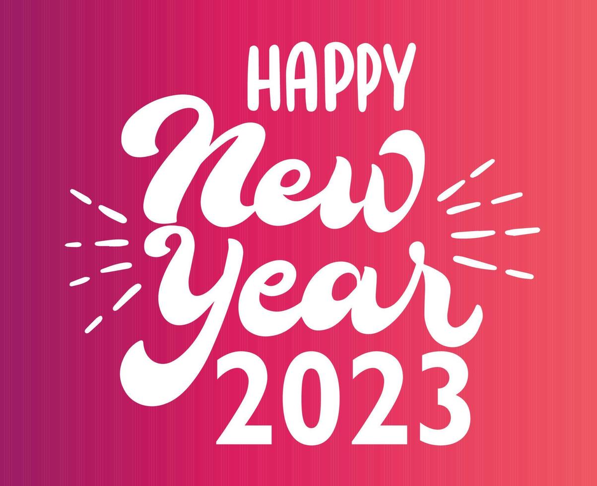 2023 Lycklig ny år Semester abstrakt design vektor illustration vit med rosa lutning bakgrund