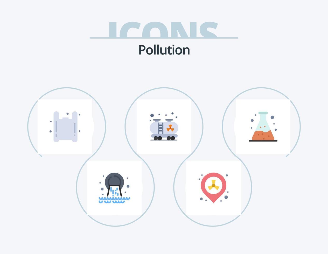 Umweltverschmutzung flach Icon Pack 5 Icon Design. Rohr. Panzer. Abfall. Umweltverschmutzung. Umweltverschmutzung vektor