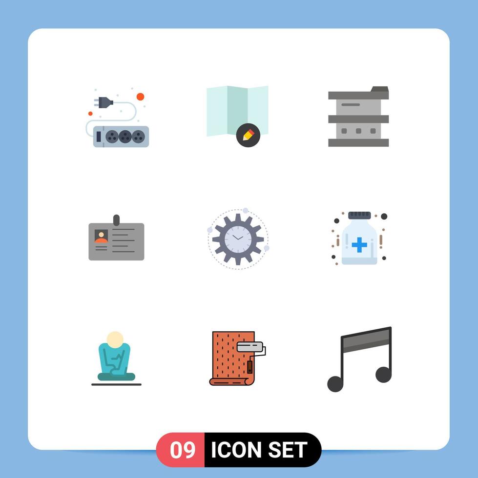 moderner satz von 9 flachen farben und symbolen wie effizienz identität gefährliche id-karte editierbare vektordesignelemente vektor