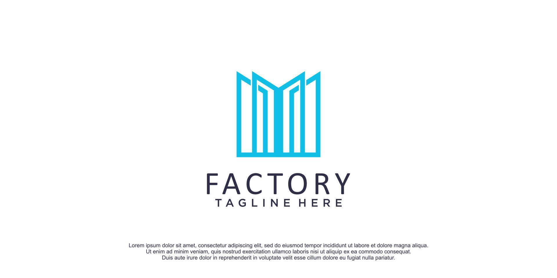 fabrik logotyp med linjekonst begrepp premie vektor