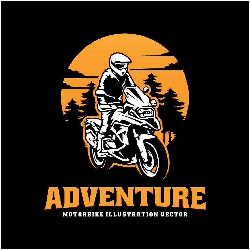 biker reiten abenteuer motorrad illustration logo vektor