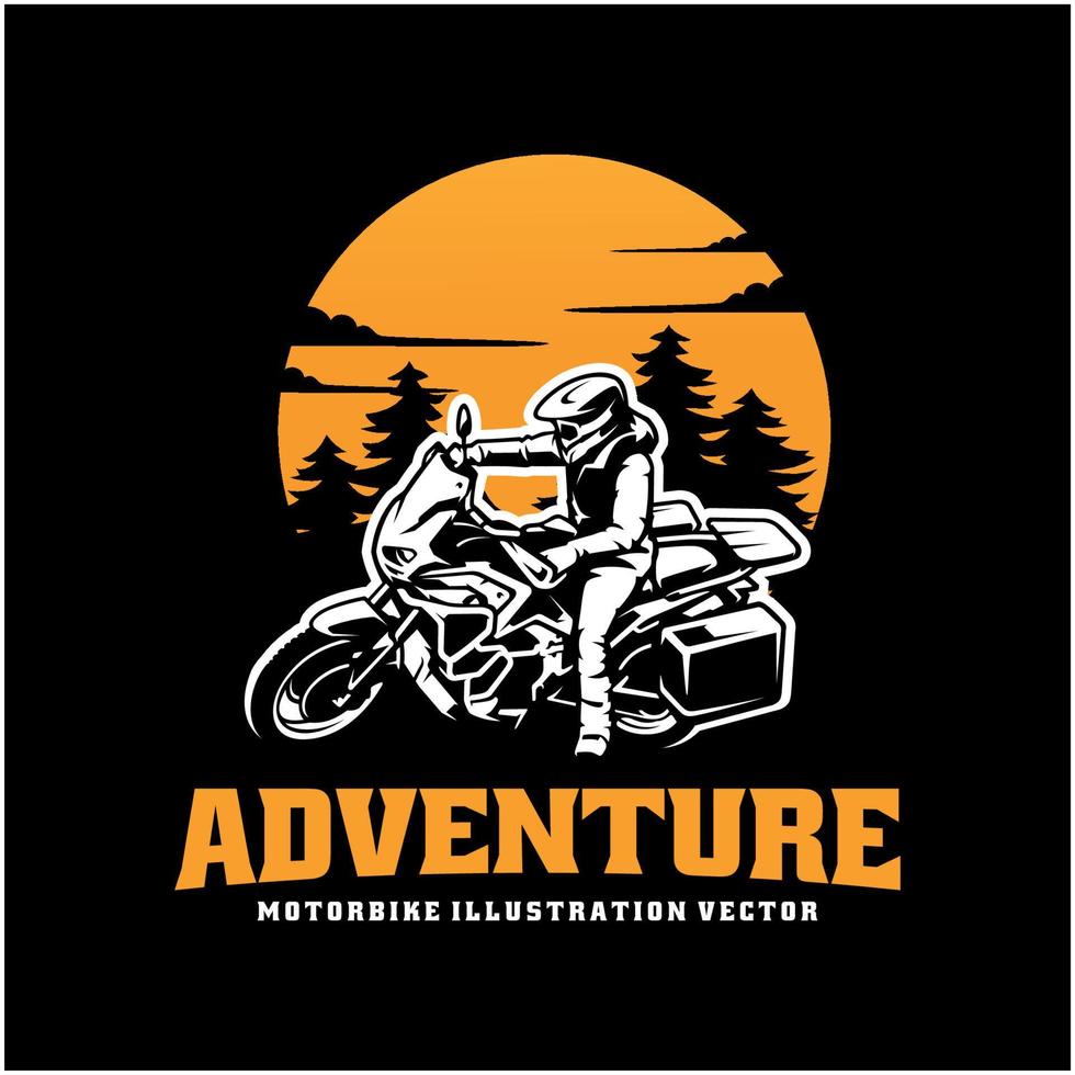 biker reiten abenteuer motorrad illustration logo vektor