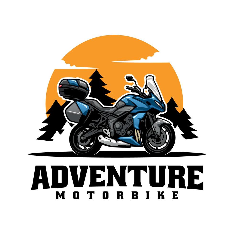 Touren- und Abenteuer-Motorrad-Logo-Vektor vektor