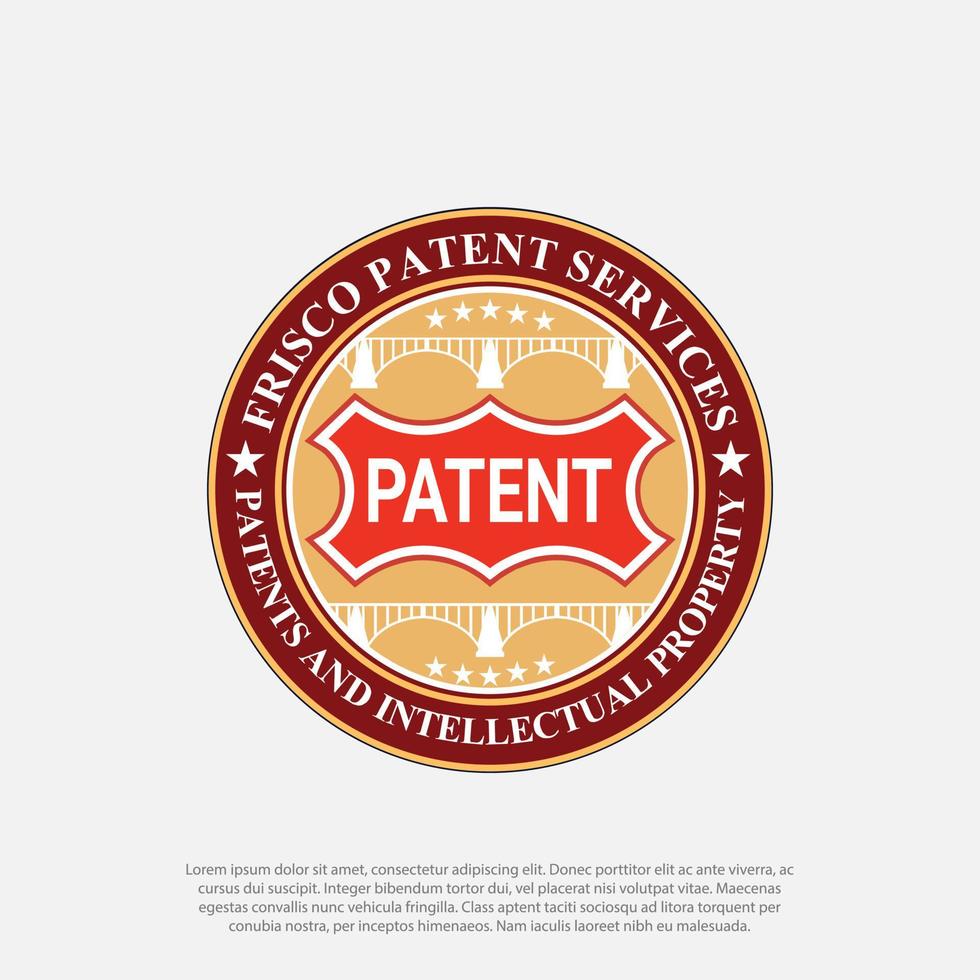 patenterad bricka begrepp. patenterad fast egendom patent vektor logotyp design