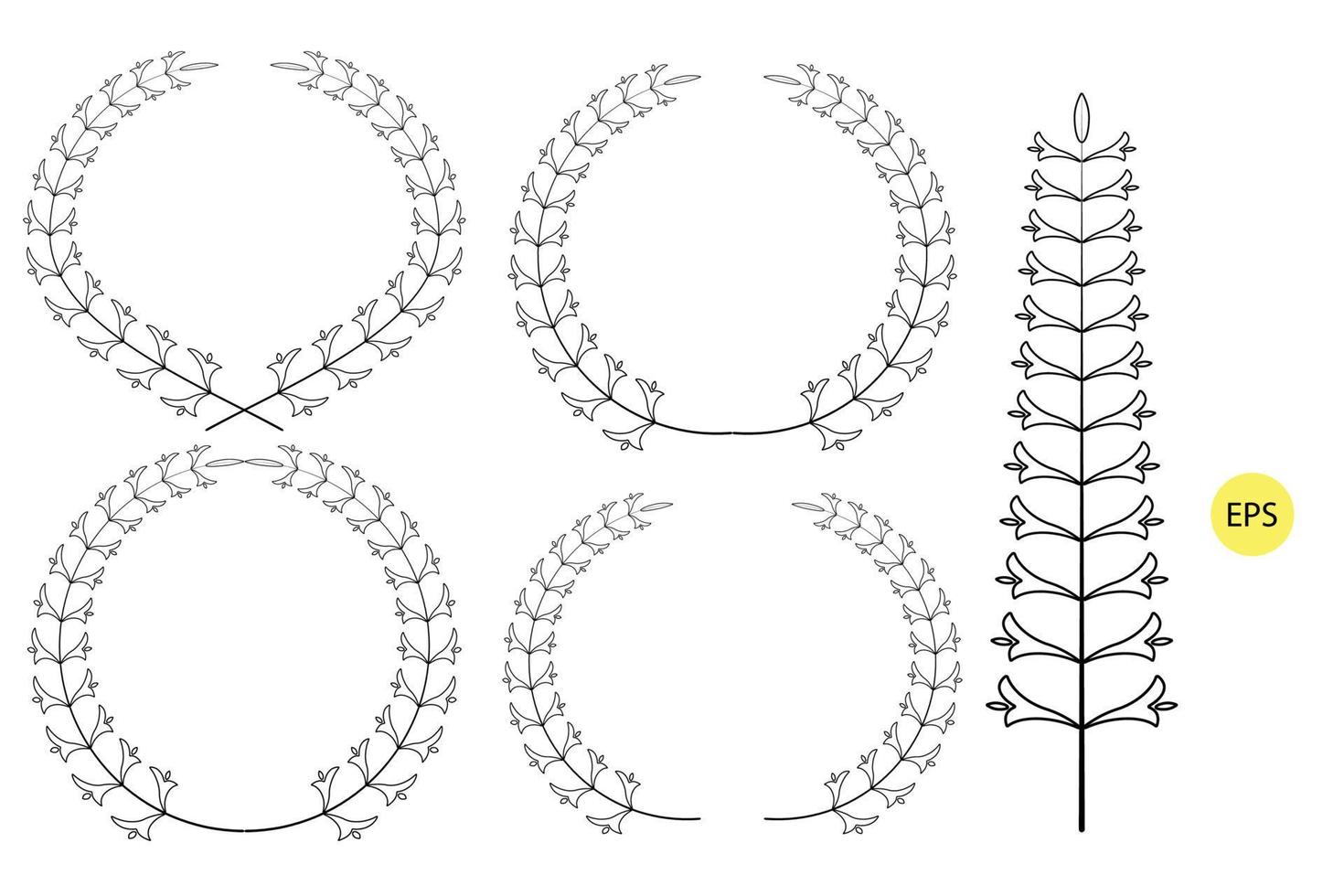 Kranzschattenbildsatz, Kranzvektorlinie Kunstillustration vektor