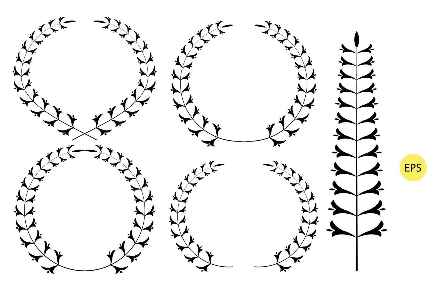 krans silhuett uppsättning, krans vektor linje konst illustration