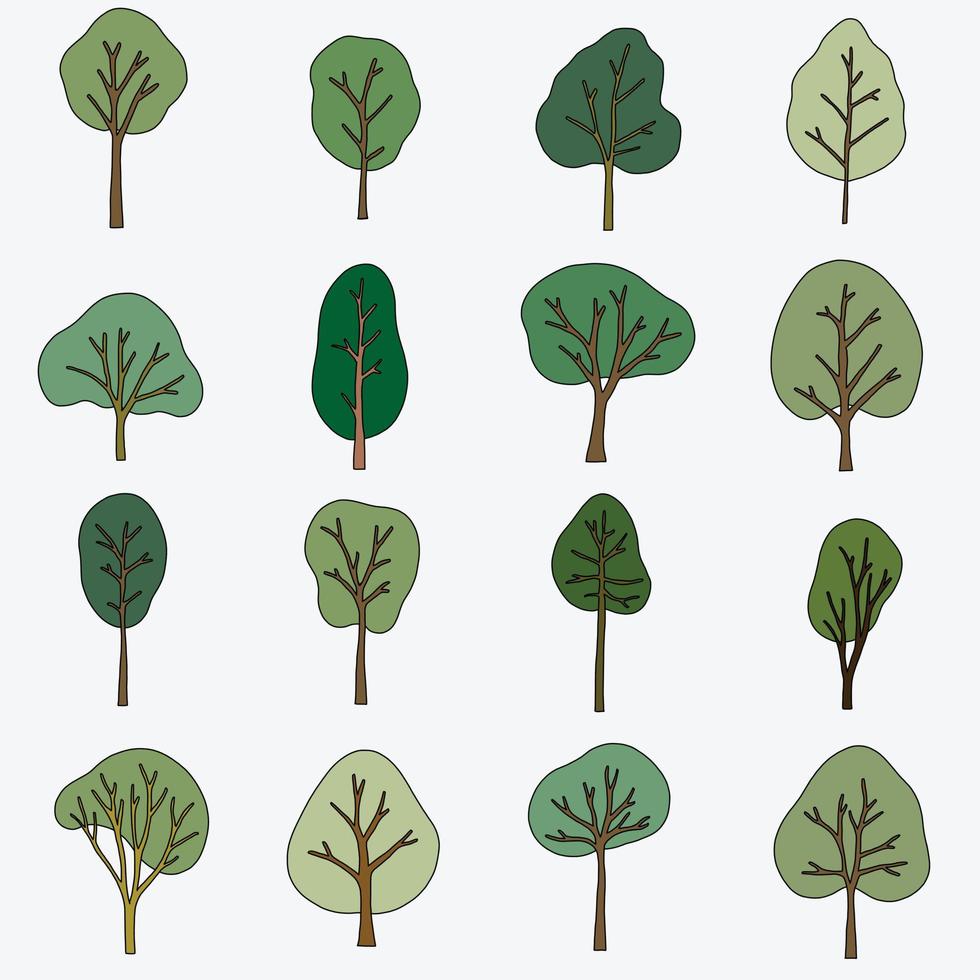 enkelhet träd freehand teckning platt design. vektor