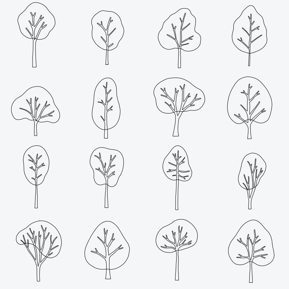 enkelhet träd freehand teckning platt design. vektor