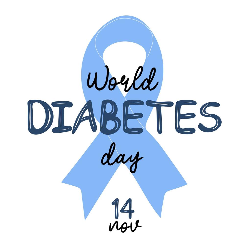 Bewusstseinsposter zum Weltdiabetestag mit blauem Band vektor