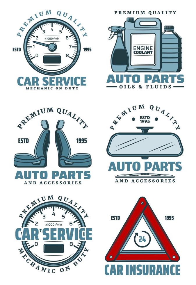 Symbole für Autoservice .station und Autoteile vektor