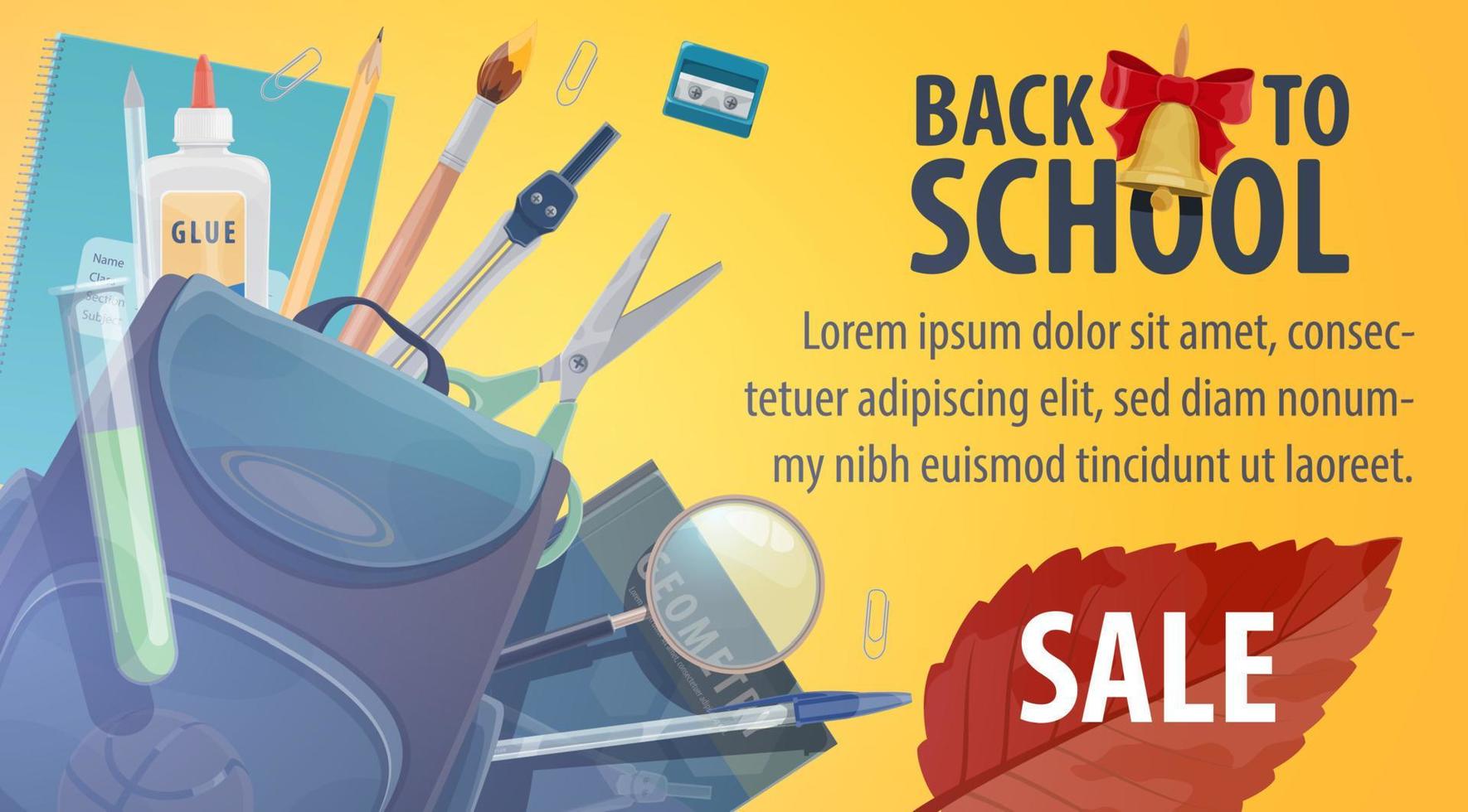 zurück zu schulgeschäft verkauf promo vektorplakat vektor